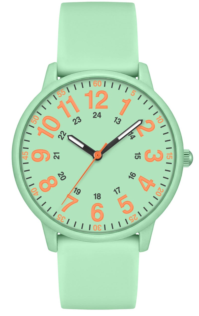 Asan Ge Green Women's Silicone Watch, Large Dial Fashionable Waterproof Wrist Watch, Easy to Read, Multiple Colors Available, Suitable for Casual Outdoors - Image 1