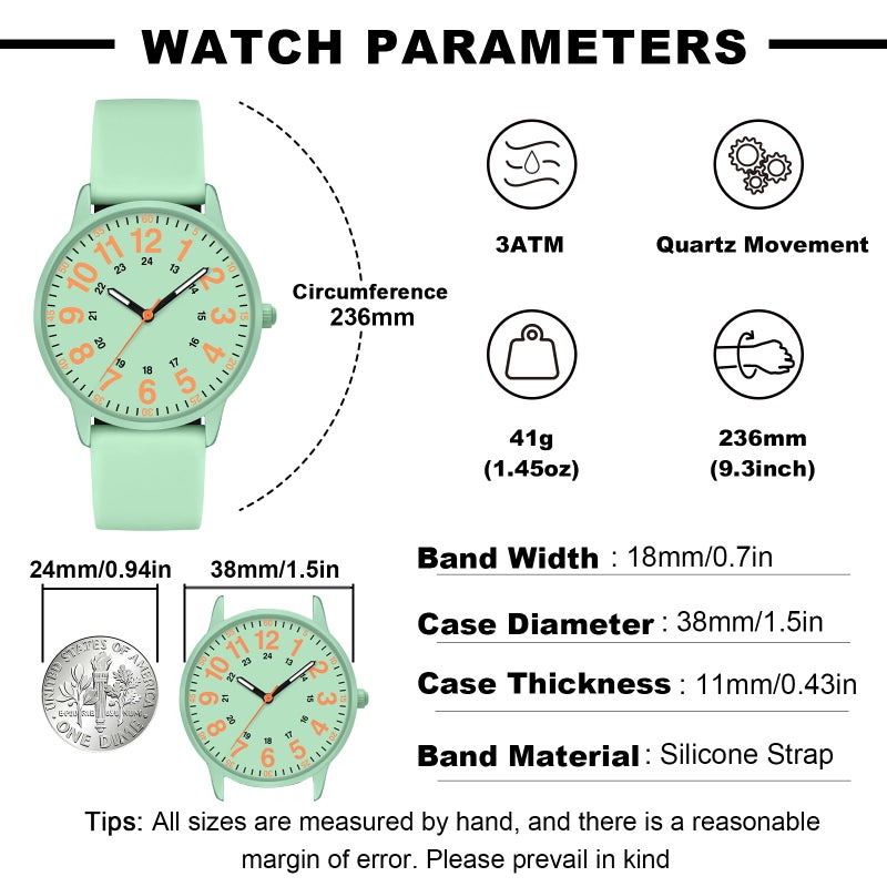Asan Ge Green Women's Silicone Watch, Large Dial Fashionable Waterproof Wrist Watch, Easy to Read, Multiple Colors Available, Suitable for Casual Outdoors - Image 5