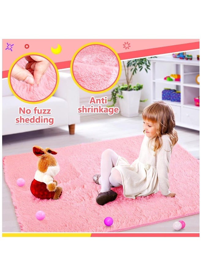 Kids Playhouse with LED Lights and Coral Fleece Mat, Children's Play Tent Activity Center, Cute Princess Castle Game House for Girls, Suitable for bedrooms, living room, backyards, parks (Pink Color, Size 51" x 47" x 41")  - Image 5