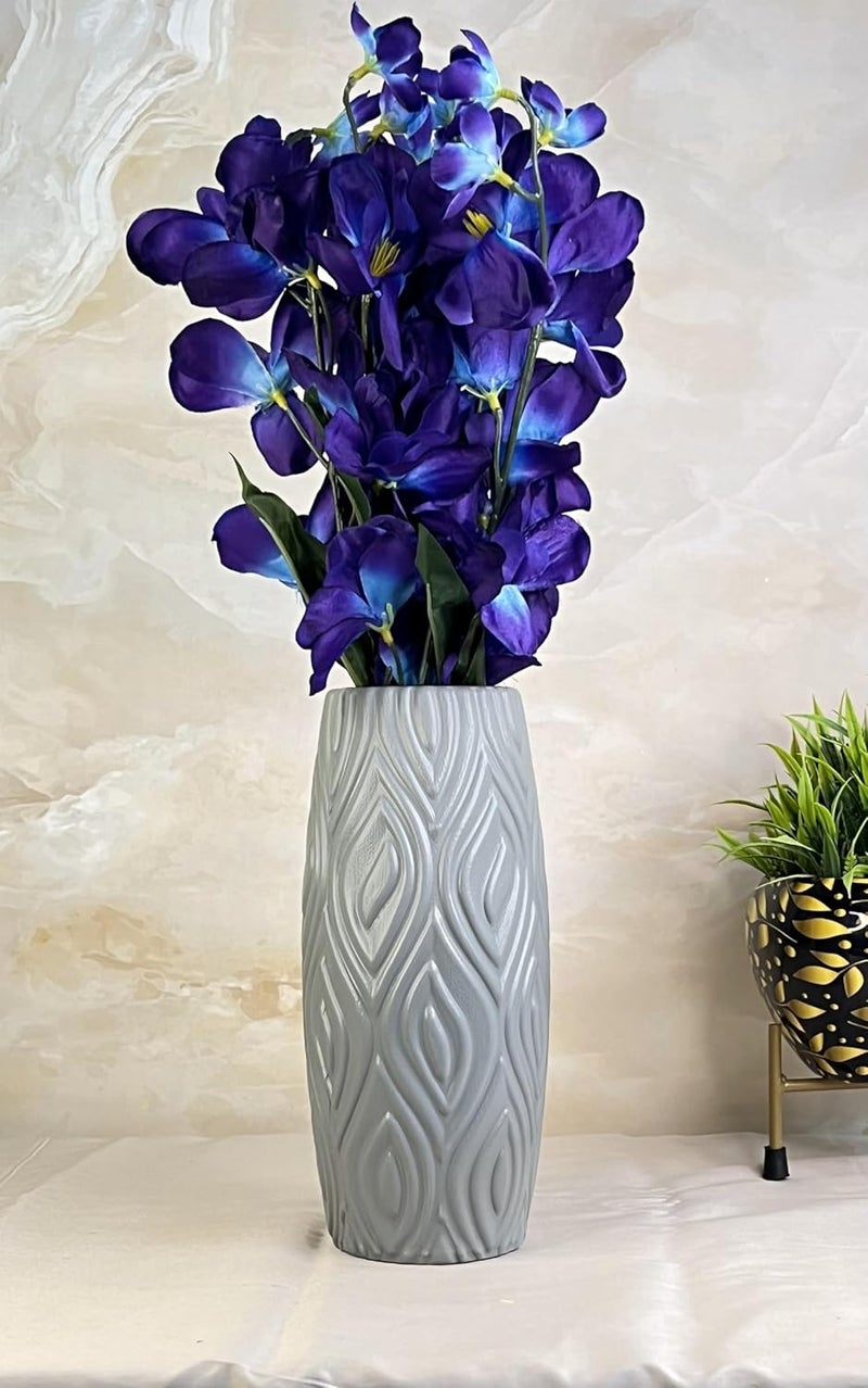 Akaar Akaar Decor Blue Orchid Sticks with Long Pot for Home Decor Festive Decor Gifting Items 5 Sticks Grey 