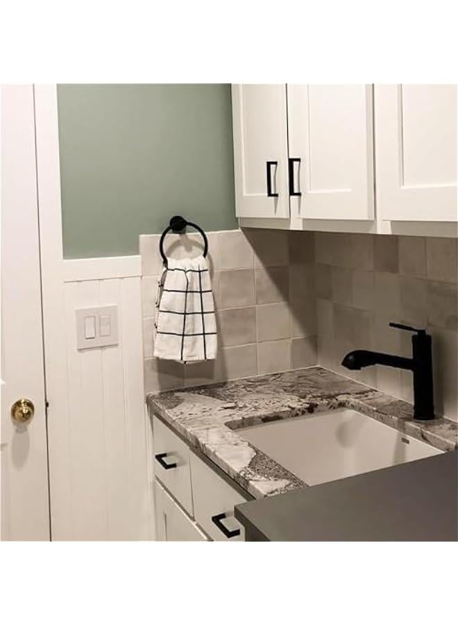 MIXDE 2 Pack Towel Ring for Bathroom, Stainless Steel Towel Holder Bathroom Hand Towel Hanger Wall Mounted Round Towel Racks for Bathroom, Kitchen Organization, Matte Black - Image 4