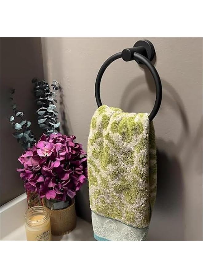 MIXDE 2 Pack Towel Ring for Bathroom, Stainless Steel Towel Holder Bathroom Hand Towel Hanger Wall Mounted Round Towel Racks for Bathroom, Kitchen Organization, Matte Black - Image 5