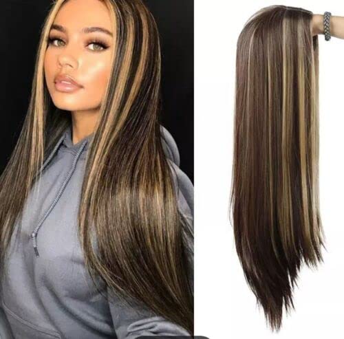 MISS LIRENN® Synthetic Hair Wigs for Women Glueless with Middle Part Straight Highlights Hair Wigs, 27 Inches Long + 02 Cap Wig Free - Image 4