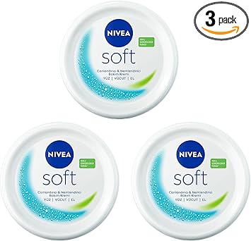 Nivea 3 × 200 مل كريم نيفيا سوفت المرطب للوجه والجسم واليدين بزيت الجوجوبا وفيتامين E - Image 1