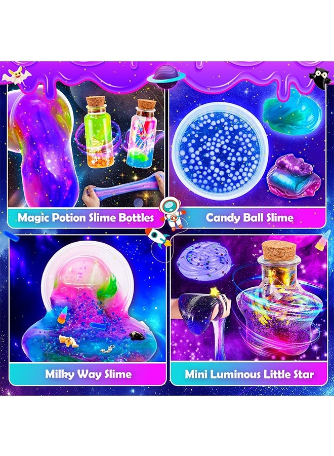 بيوينتي مجموعة ماجيك جالاكسي سلايم للأطفال من سن 6 إلى 12 عامًا، مجموعة صنع سلايم الزبدة بنفسك مع مسحوق لامع، ملصقات جالاكسي وألعاب حسية إبداعية للمادة الداكنة، هدية عيد ميلاد ممتعة للفتيات والأولاد من سن 6 إلى 12 عامًا - Image 3