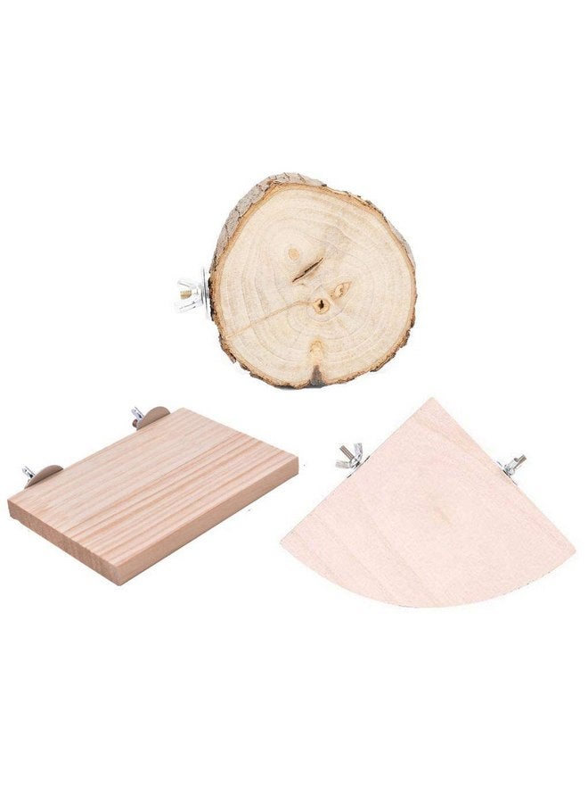 ويليكوم 3 قطع من مجاثم الطيور، قفص الببغاء، منصة خشبية، حامل مجثم الطيور، لعبة الهامستر، منصة القفز، قفص شينشيلا، رف زاوية، سلالم، أغصان خشبية طبيعية، لعبة تمرين للببغاوات والقنفذ - Image 1