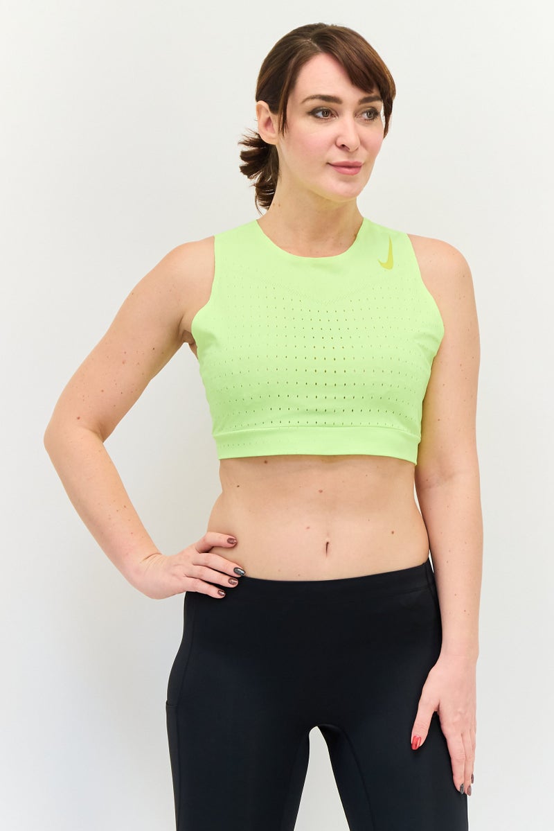 Nike Women Slim Fit Sleeveless Running Tank Top, Lime Green - Image 1