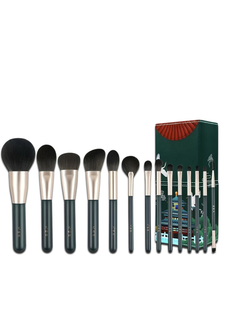 Bamboo Premium 14-Piece Bamboo Series Makeup Brush Set with Travel Pouch – Eco-Friendly Plant Fiber Bristles & Traditional Aesthetic - Image 1