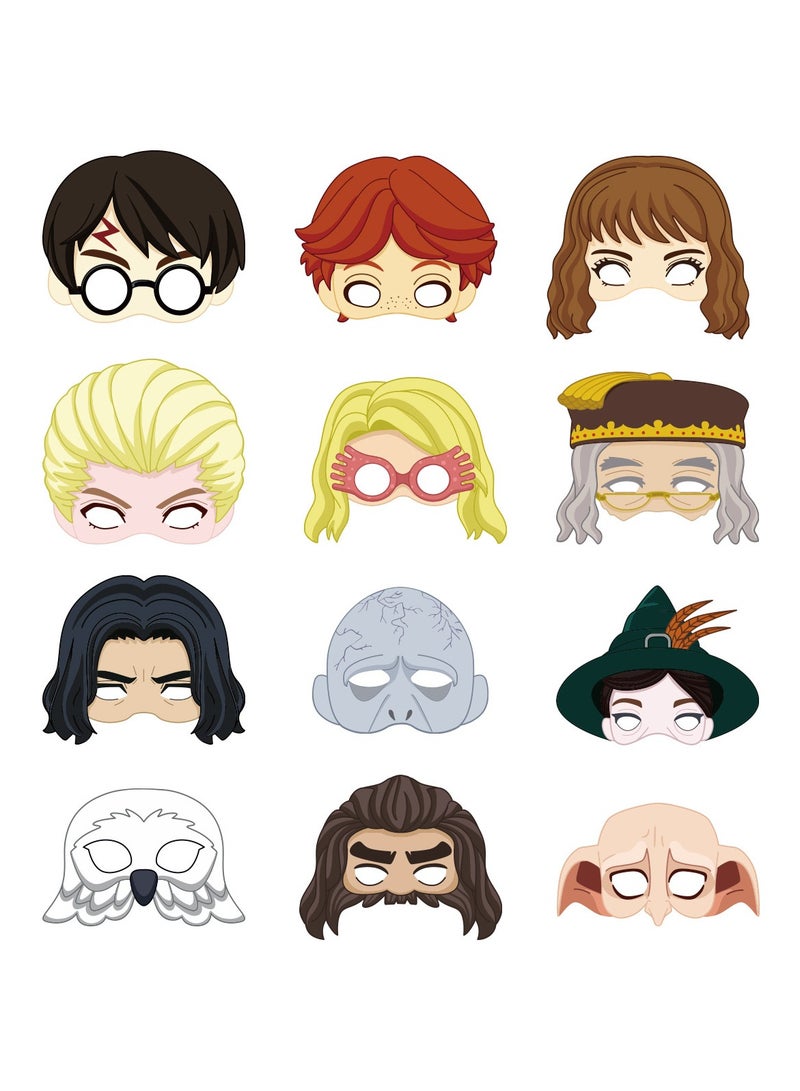 general 12PCS Harry Potter Half Face Mask Set - Wizarding World Party Favors with Elastic Cords Ideal for Kids Adults - Image 1