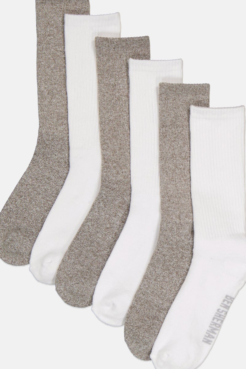 Ben Sherman Men 6 Pairs Brand Logo Crew Cut Socks, Multicolor  - Image 1