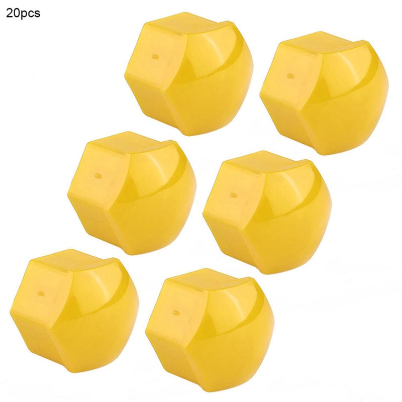 Yellow Wheel Nut Caps 20pcs 19mm Rust Proof Decorative Bolt Covers For Car - Image 3