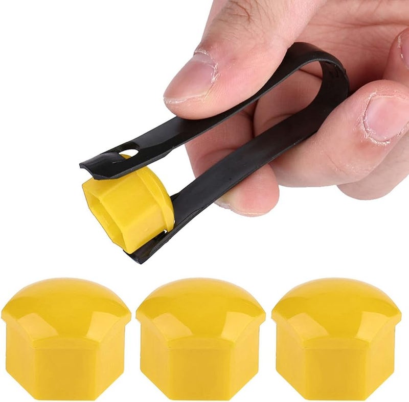 Yellow Wheel Nut Caps 20pcs 19mm Rust Proof Decorative Bolt Covers For Car - Image 1