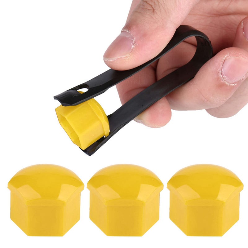 Yellow Wheel Nut Caps 20pcs 19mm Rust Proof Decorative Bolt Covers For Car - Image 2