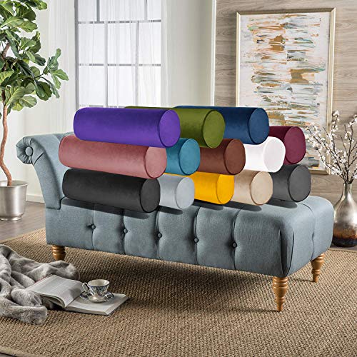 Tinbolunce Neck Roll Pillowcases with Zipper - Full Moon Bolster/Round Cylinder Pillow Case Covers for Bedroom, Living Room, Sofa - Solid Color Neck Cervical Pillowcase Cover 18 x 6 (Black) - Image 4