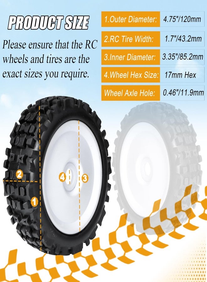 مجموعة عجلات وإطارات RC سداسية 17 مم، بمقياس 1/8، لسيارات RC من نوع باغي وتروجي، متوافقة مع Arrma Typhon 6S 3S و Losi 8IGHT X/E 2.0 XT/XTE، مع لاصق مسبق، 4 قطع - Image 2