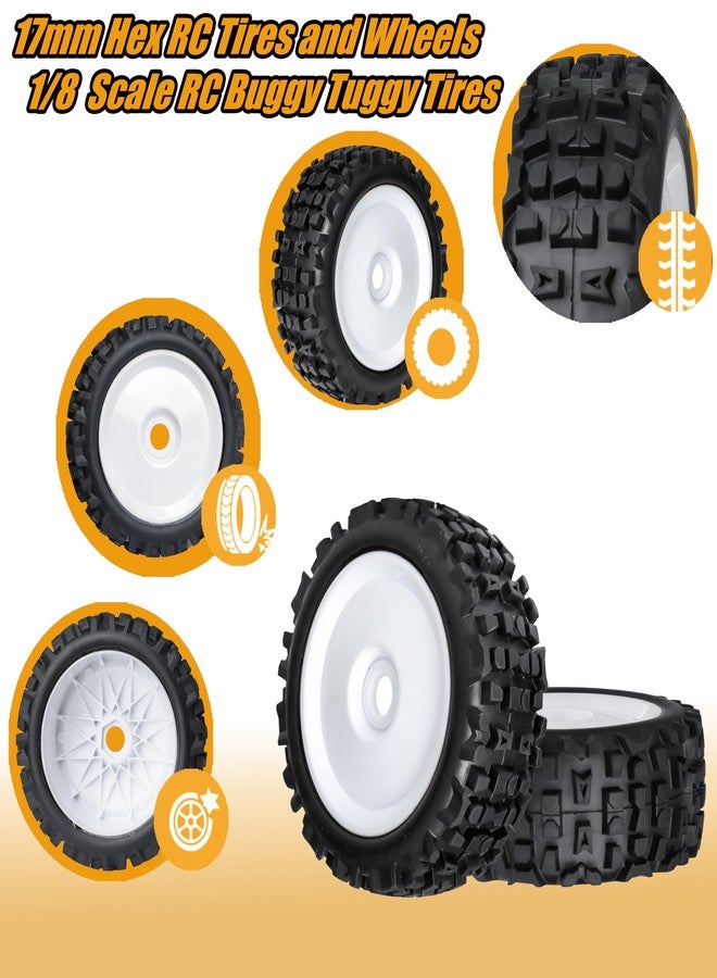 مجموعة عجلات وإطارات RC سداسية 17 مم، بمقياس 1/8، لسيارات RC من نوع باغي وتروجي، متوافقة مع Arrma Typhon 6S 3S و Losi 8IGHT X/E 2.0 XT/XTE، مع لاصق مسبق، 4 قطع - Image 5