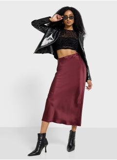 Ginger Satin Bias Cut Midi Skirt  - Image 2