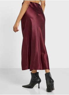 Ginger Satin Bias Cut Midi Skirt  - Image 3