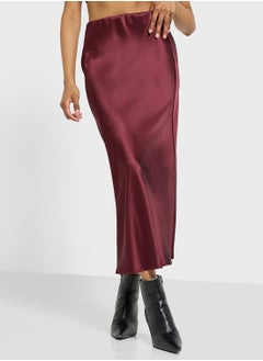 Ginger Satin Bias Cut Midi Skirt  - Image 1