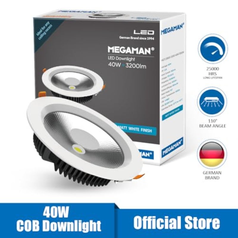 LED COB downlight for indoor lighting, aluminum alloy, warm white, 40W 8-inch 3000K high-efficiency illumination - Image 2