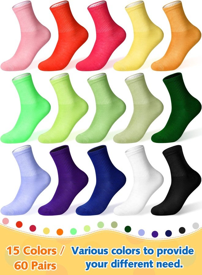 JaGely 60 Pairs Women's Crew Socks Bulk Operation Christmas Winter Church Gifts Solid Color Cotton Colorful Athletic Stretch Slouch Casual Sock for Christian Charity Donation Supplies Holiday Giving - Image 2