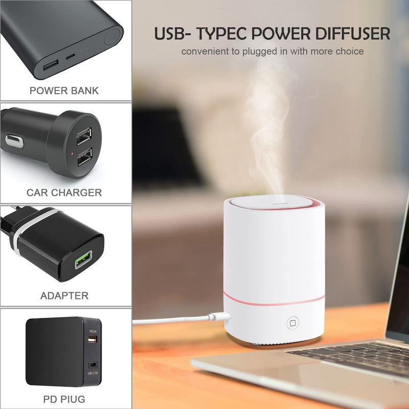 FUSMLI Essential Oil Diffusers for Home with USB Cord, 150ml Aroma Humidifier for Office, Water Shortage Protection, 7 Color LED Lights White Scent Mist Dorm Room Essentials Aromatherapy Ultrasonic - Image 2