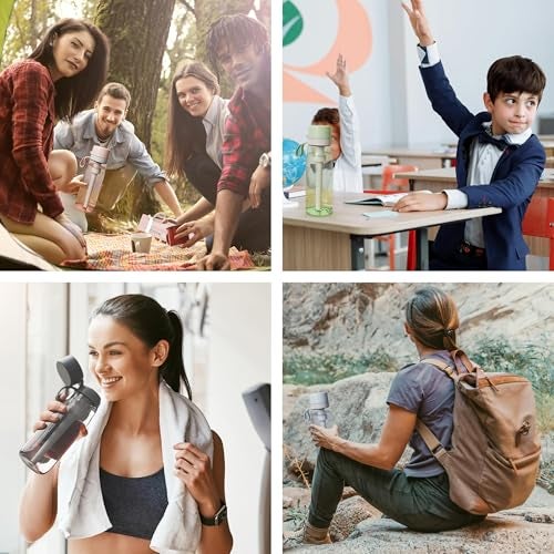 PHILIPS Filtered Water Bottle, BPA-Free Tritan Plastic Water Bottles, Replaces 450 Plastic Water Bottle with Reusable GoZero Everyday Water Filter, Portable Filtering Bottle for Travel, 22 oz, Blue - Image 4