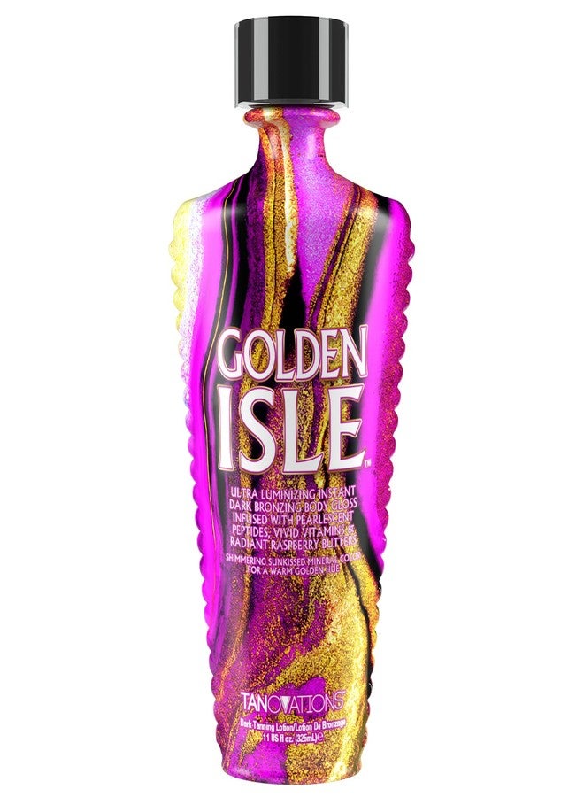 ED HARDY Tanovations Golden Isle - Indoor/Outdoor Glistening Natural Bronzer Radiant Glowing Gold of Pleasure Oil Hydration Improving Dark Tanning Lotion - Image 1