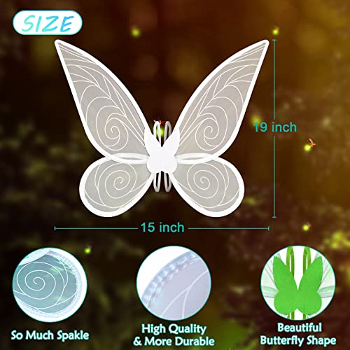 quescu 2Pcs Fairy Wings for Adults,Butterfly Wings for Girls Women,Halloween Costume Sparkle Angel Wings Dress Up Party Favor (White+Pink) - Image 2