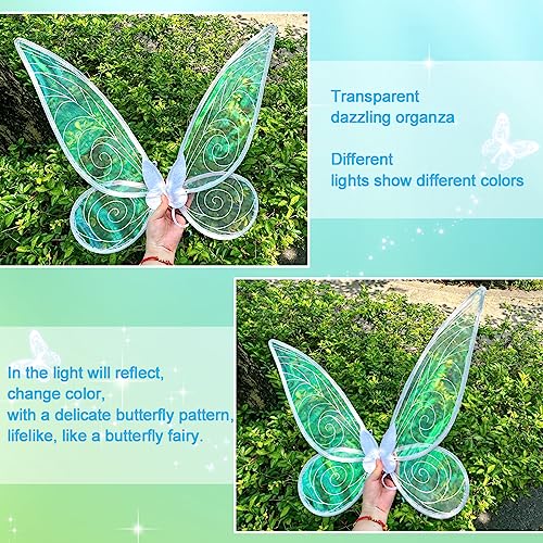 quescu 2Pcs Fairy Wings for Adults,Butterfly Wings for Girls Women,Halloween Costume Sparkle Angel Wings Dress Up Party Favor (White+Pink) - Image 5