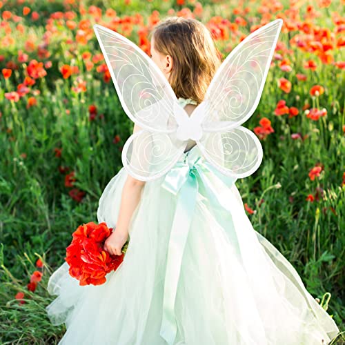 quescu 2Pcs Fairy Wings for Adults,Butterfly Wings for Girls Women,Halloween Costume Sparkle Angel Wings Dress Up Party Favor (White+Pink) - Image 4