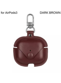 Airpods 3 Case, Luxury Leather Case Compatible with Apple Airpods 3 Dark Brown