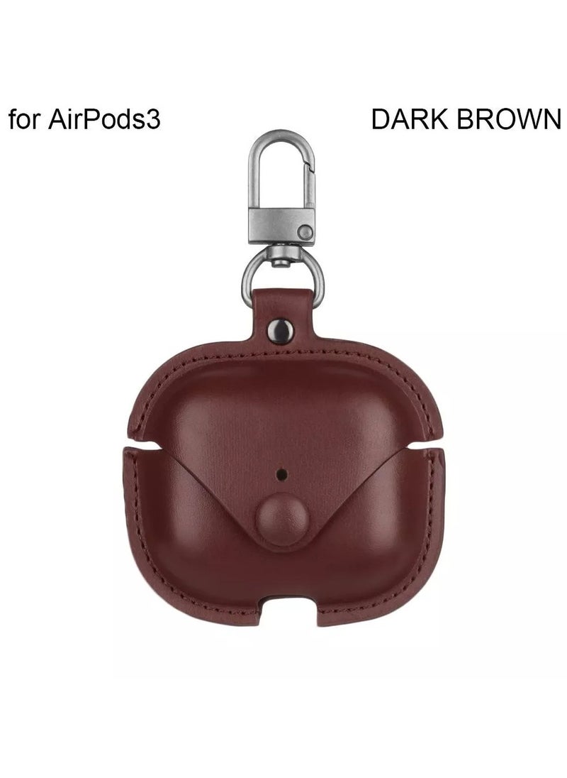 TWEGGON - Airpods 3 Case, Luxury Leather Case Compatible with Apple Airpods 3 Dark Brown - Image 1