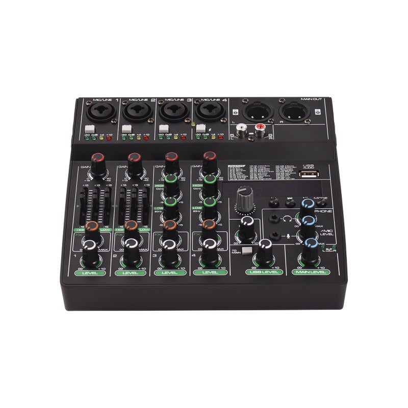 Audio Mixer 6-Channel Mixing Console with 256 Effects 48V Phantom Power for Home Studio Recording DJ Network Live Broadcast Type-C Power Supply BT MP3 USB Recording Input Portable Sound Mixing Console for Streaming - Image 3