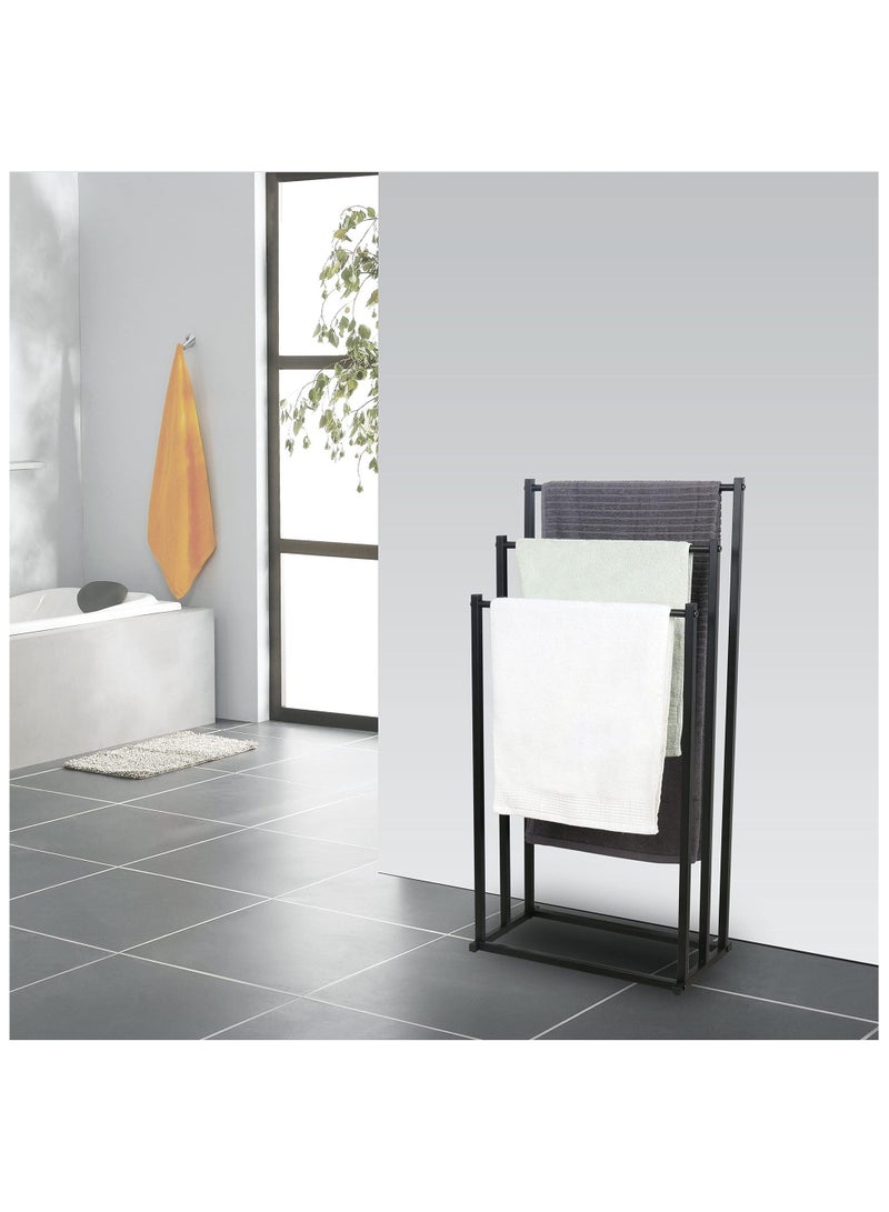 UREVO 3 Tiers Metal Towel Rack Freestanding Floor Towel Rack Stand Washcloths Drying Storage Display Rack for Bathroom Tub Shower Poolside (86x 44x21cm) - Image 4