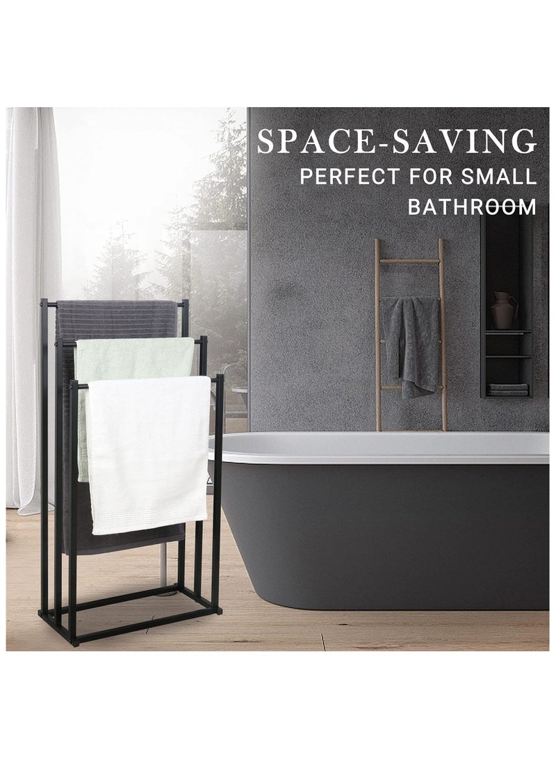 UREVO 3 Tiers Metal Towel Rack Freestanding Floor Towel Rack Stand Washcloths Drying Storage Display Rack for Bathroom Tub Shower Poolside (86x 44x21cm) - Image 5