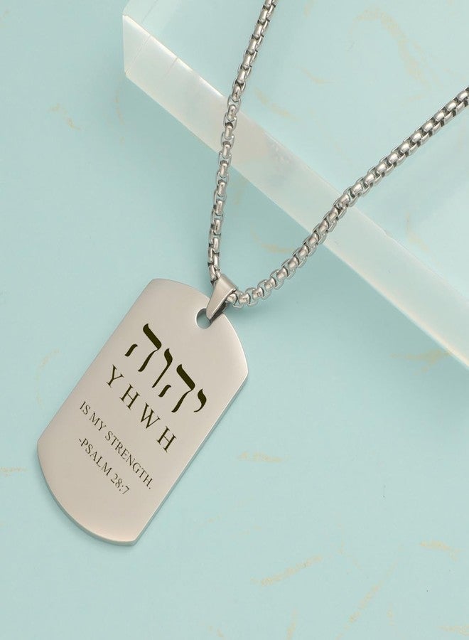 HOMLIFPER Hebrew YHVH YHWH Jehovah Names of God Pendant - Tetragrammaton Yahweh Blessed Prayers Necklace - Hebrew Yahweh Amulets Religious Jewelry for Men Women (Silver-PSALM 28:7) - Image 5