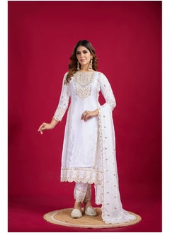 Super Asian Luxurious Pure Heavy Chinnon Silk  Top-Bottom and Dupatta Set Fully Stitched Ready To Wear  - Image 4