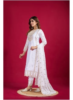 Super Asian Luxurious Pure Heavy Chinnon Silk  Top-Bottom and Dupatta Set Fully Stitched Ready To Wear  - Image 5
