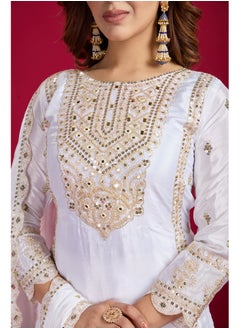 Super Asian Luxurious Pure Heavy Chinnon Silk  Top-Bottom and Dupatta Set Fully Stitched Ready To Wear  - Image 3