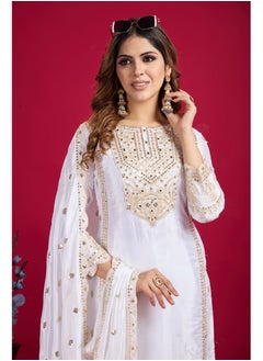 Super Asian Luxurious Pure Heavy Chinnon Silk  Top-Bottom and Dupatta Set Fully Stitched Ready To Wear  - Image 2