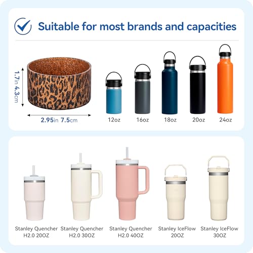 Prurex Silicone Boot for Stanley Quencher Tumbler20/30/40oz & IceFlow 20/30oz,Owala Tumbler 24/40 oz,Hydro Flask 12-24oz,-Non-Slip Bottom Protector for Bottom size 2.8-2.95" BPA-Free Cup Sleeve(Gold Leopard) - Image 3