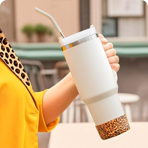 Prurex Silicone Boot for Stanley Quencher Tumbler20/30/40oz & IceFlow 20/30oz,Owala Tumbler 24/40 oz,Hydro Flask 12-24oz,-Non-Slip Bottom Protector for Bottom size 2.8-2.95" BPA-Free Cup Sleeve(Gold Leopard) - Image 2