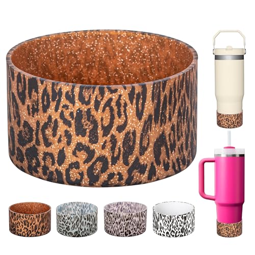 Prurex Silicone Boot for Stanley Quencher Tumbler20/30/40oz & IceFlow 20/30oz,Owala Tumbler 24/40 oz,Hydro Flask 12-24oz,-Non-Slip Bottom Protector for Bottom size 2.8-2.95" BPA-Free Cup Sleeve(Gold Leopard) - Image 1