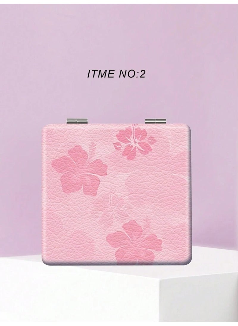 Embossed Floral Compact Case – Pink Textured Travel Pouch
