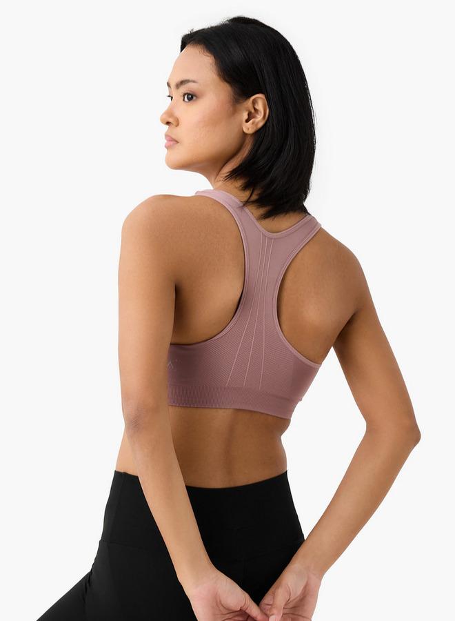 آكتف حمالة صدر رياضية بظهر متسابق بنقوش مع ياقة دائرية - Image 2