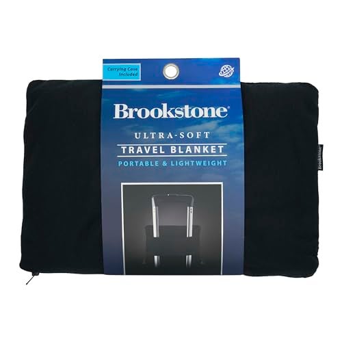 Brookstone Travel Blanket - 2-in-1 Lightweight Fleece Soft Throw Airplane Blanket with Carrying Pouch Travel Essentials, Size One Size, Black - Image 3
