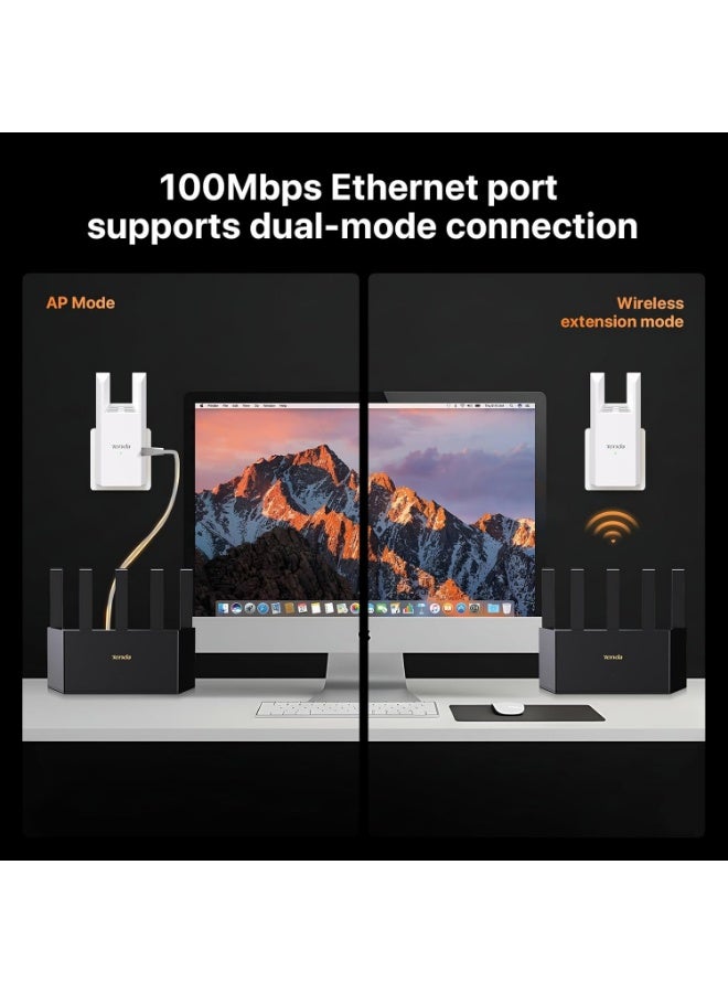 Tenda WiFi Extender N300, WiFi Extender Signal Booster, with Ethernet Port, Up to 800 Sq. Ft.,Single Band WiFi Booster, Repeater Mode&AP Mode,Easy Setup,2.4GHz only white - Image 3