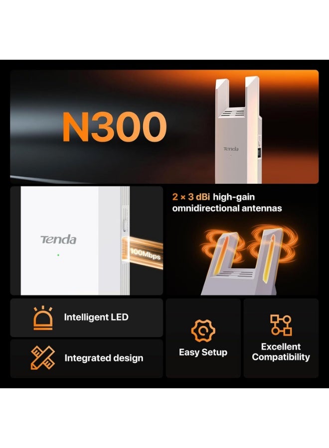 Tenda WiFi Extender N300, WiFi Extender Signal Booster, with Ethernet Port, Up to 800 Sq. Ft.,Single Band WiFi Booster, Repeater Mode&AP Mode,Easy Setup,2.4GHz only white - Image 5