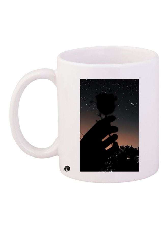 RYN Flower In The Night Printed Coffee Mug White/Black/Brown 11ounce